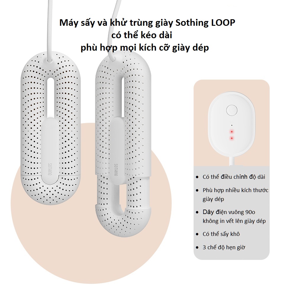 Máy sấy và khử trùng giày Sothing LOOP có thể kéo giãn phù hợp mọi kích cỡ giày dép khử mùi hôi giày dép đi mưa - Phiên bản 2022