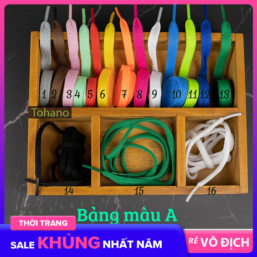 Dây giày dây buộc giày dây 7 màu dây phản quang dây tròn dây dẹt dây bảy màu
