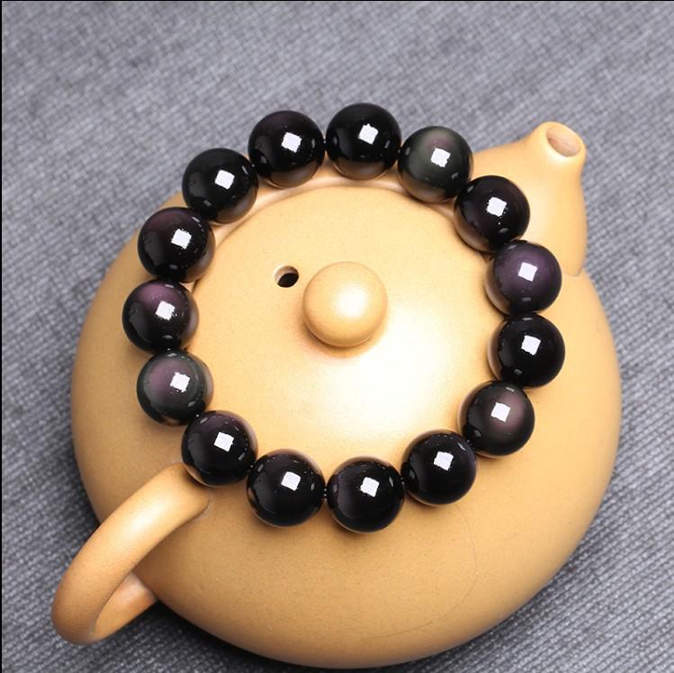 Vòng đá Obsidian Hắc Diện Thạch 8 ly 10 ly 12 ly 14 ly tự nhiên dành cho mệnh Thủy và mệnh Mộc và các cung Ma Kết, Nhân Mã, Sư Tử