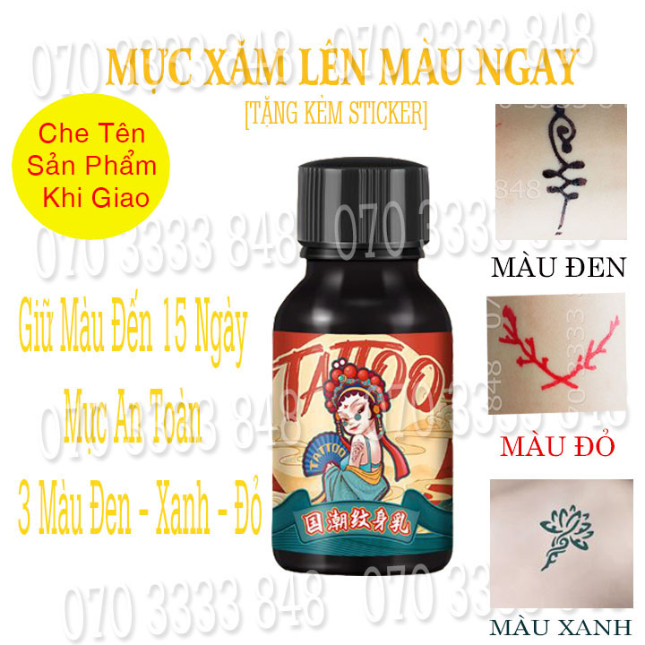 【INK TATTO】Mực Xăm 15Day Phiên Bản Cao Cấp 3 Màu [ Tặng hình Sticker]  No.