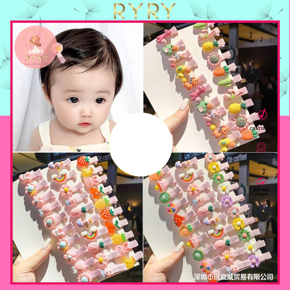Set 5 kẹp tóc mỏ vịt xinh xắn đáng yêu cho bé gái