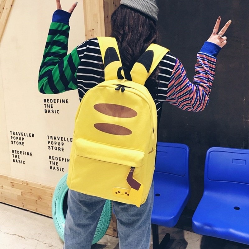Balo vải vừa a4- pikachuuu balo đi học