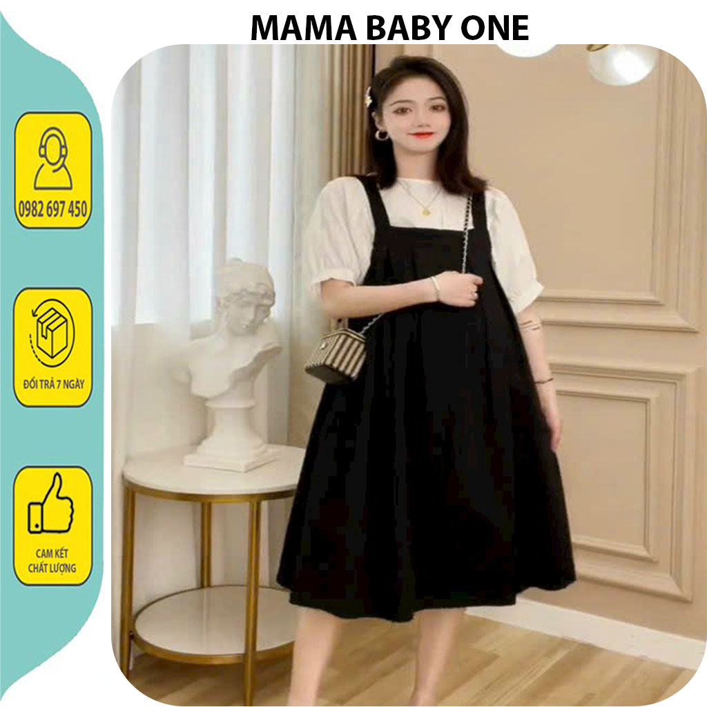 Váy bầu công sở đẹp, sang chảnh-đầm bầu xét yếm rời gồm váy yếm và áo cực xinh vải đũi lụa hàn mát
