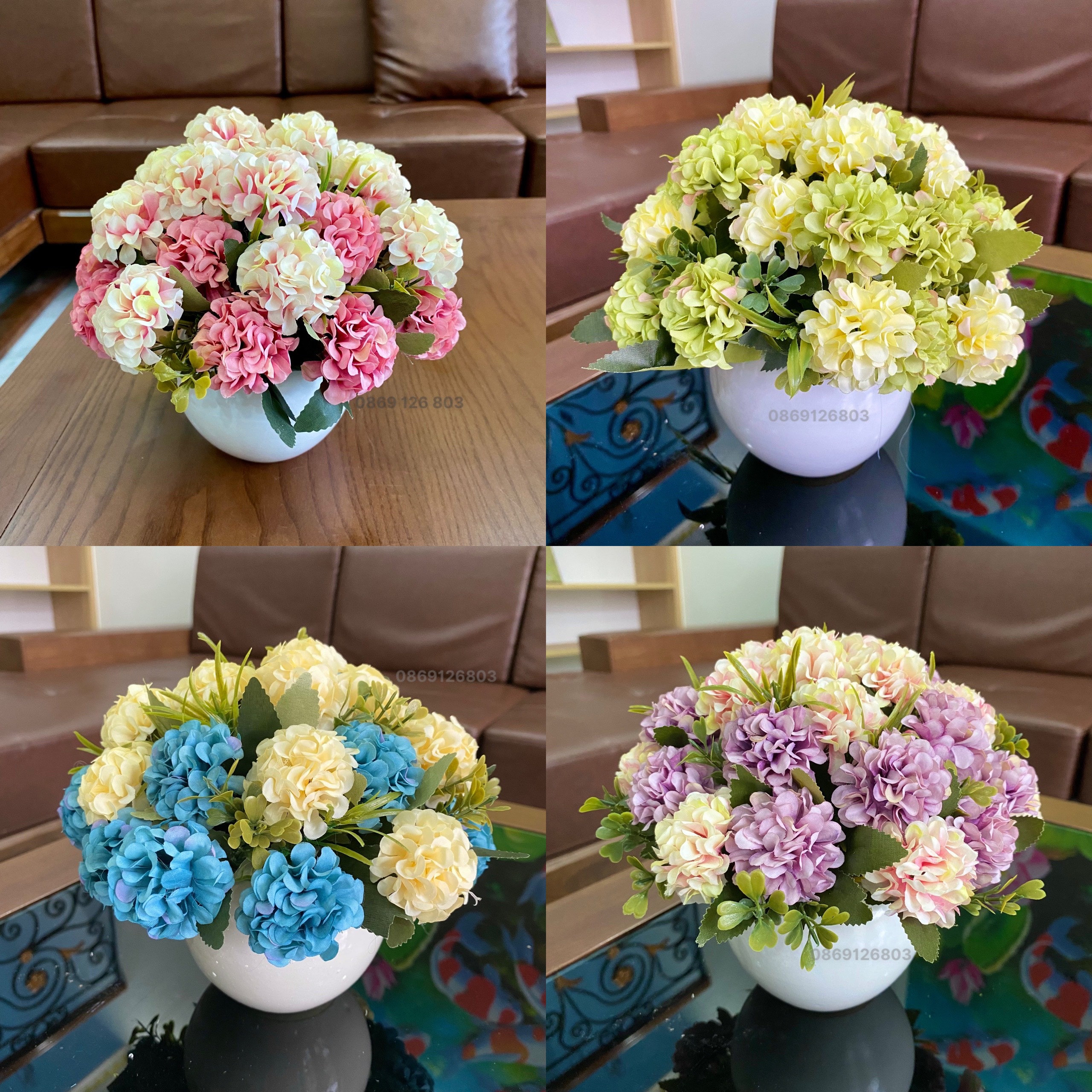 Cắm sẵn - Chậu hoa cẩm tú cầu hoàng gia 25*20cm , trang trí, để - Hoa giả