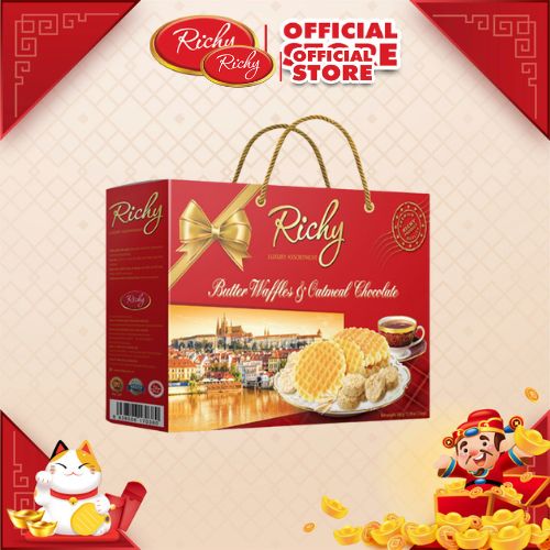 Bánh Richy quai xách 368g bánh kẹo Richy - bánh trứng giòn, bánh yến mạch