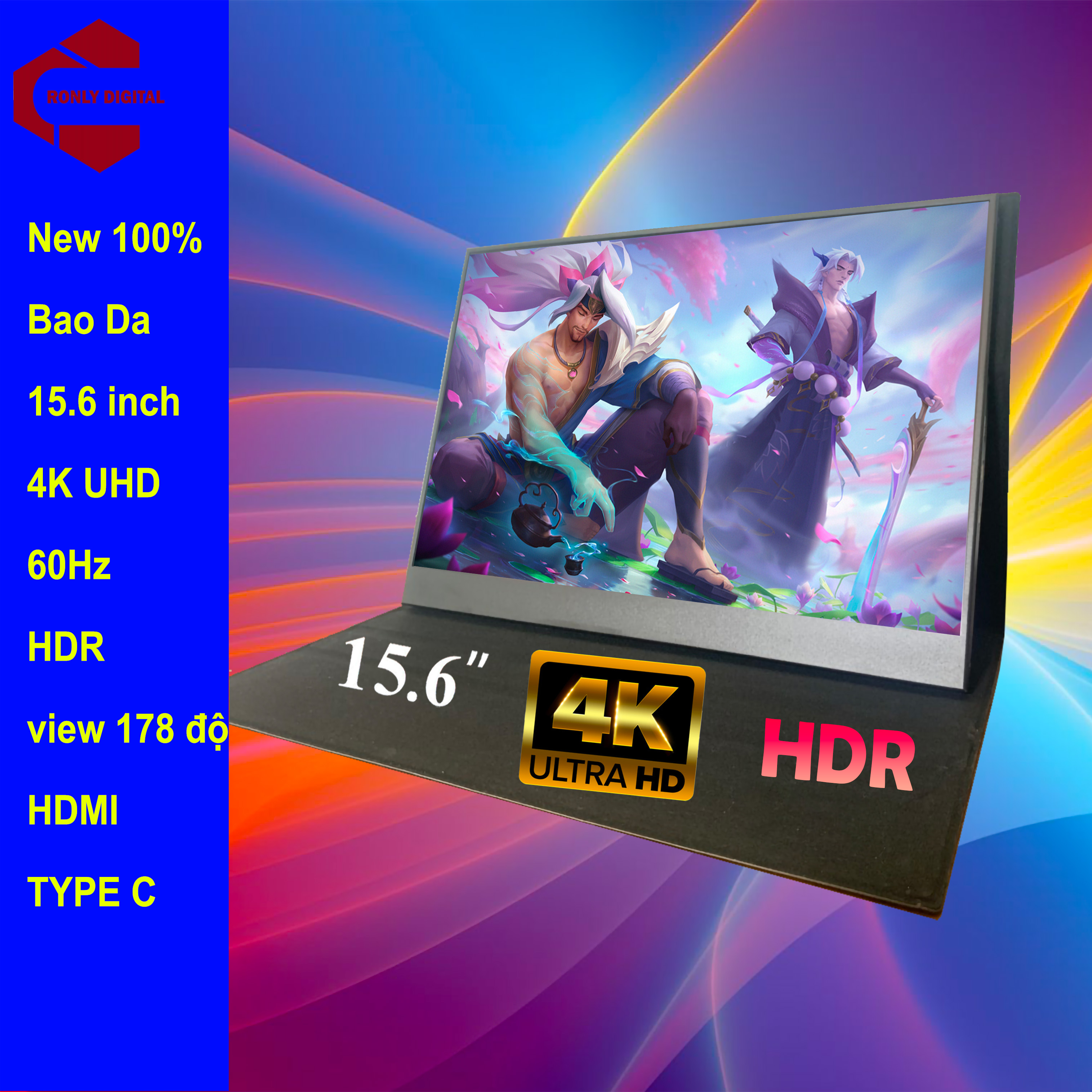 Màn hình di động 15.6 inch 4k, ultra hd 3840x2160, kết nối hdmi type c thunderbolt 3, hdr mới 100%, man hinh di dong, màn hình mở rộng, màn hình di động 15.6inch 4k, màn hình vi tính, man hinh mo ron