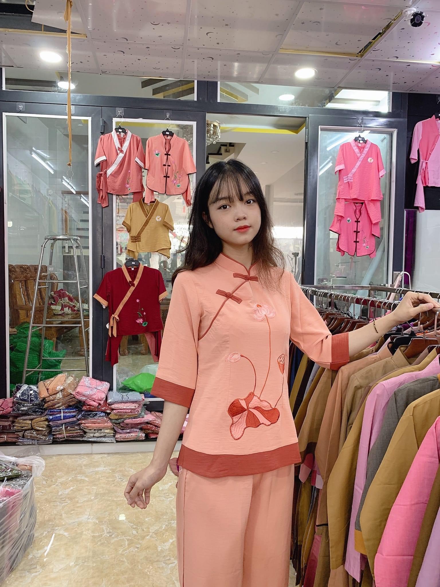 Nữ xẩm xéo vải đũi - thiền lâm - pháp phục phật giáo
