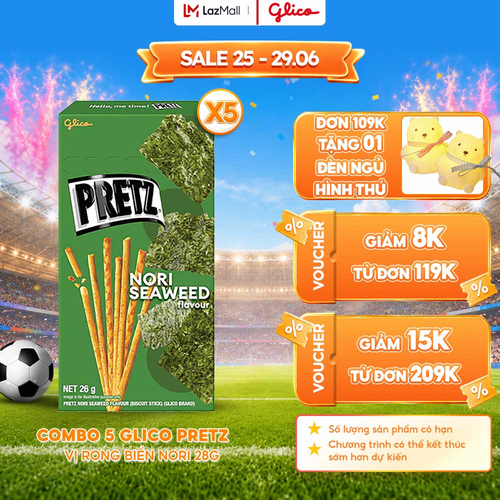 Combo 5 Hộp Bánh Que Snack Nướng Giòn PRETZ ROCKSTAR Vị Rong Biển Nori - 26G/Hộp