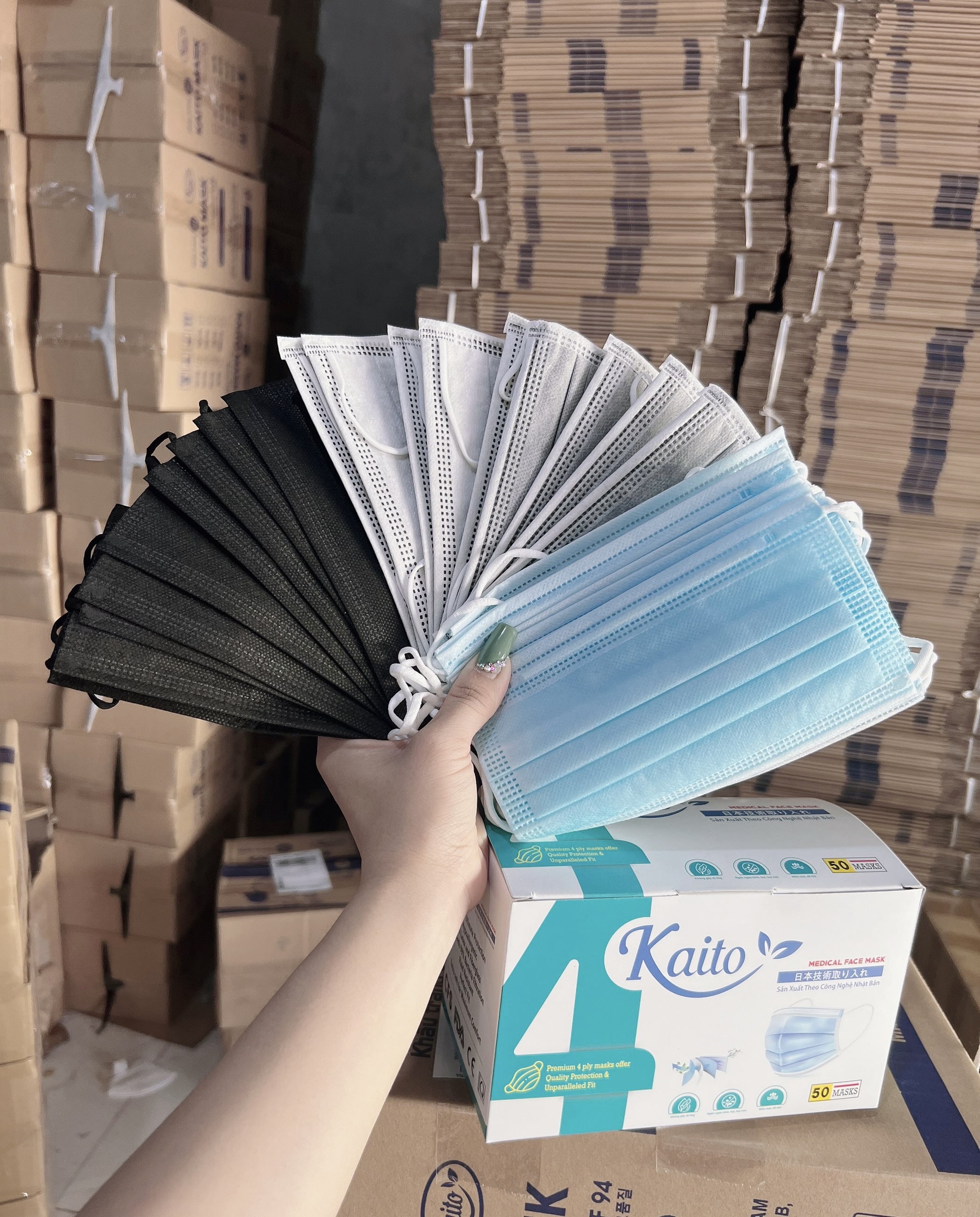 [HCM]Hộp 50 cái khẩu trang y tế kháng khuẩn 4 lớp KAITO