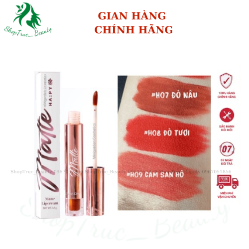 Son Happy kem lì Mattle Lipcream son Hapy siêu lì Mini Garden 3.5ml