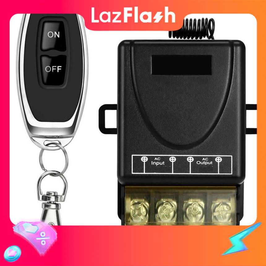 Bộ công tắc điều khiển từ xa bật tắt máy bơm máy rửa xe công suất lớn 30A 220V 100 mét sóng RF 433Mhz xuyên tường hàng CHÍNH HÃNG có chức năng học lệnh