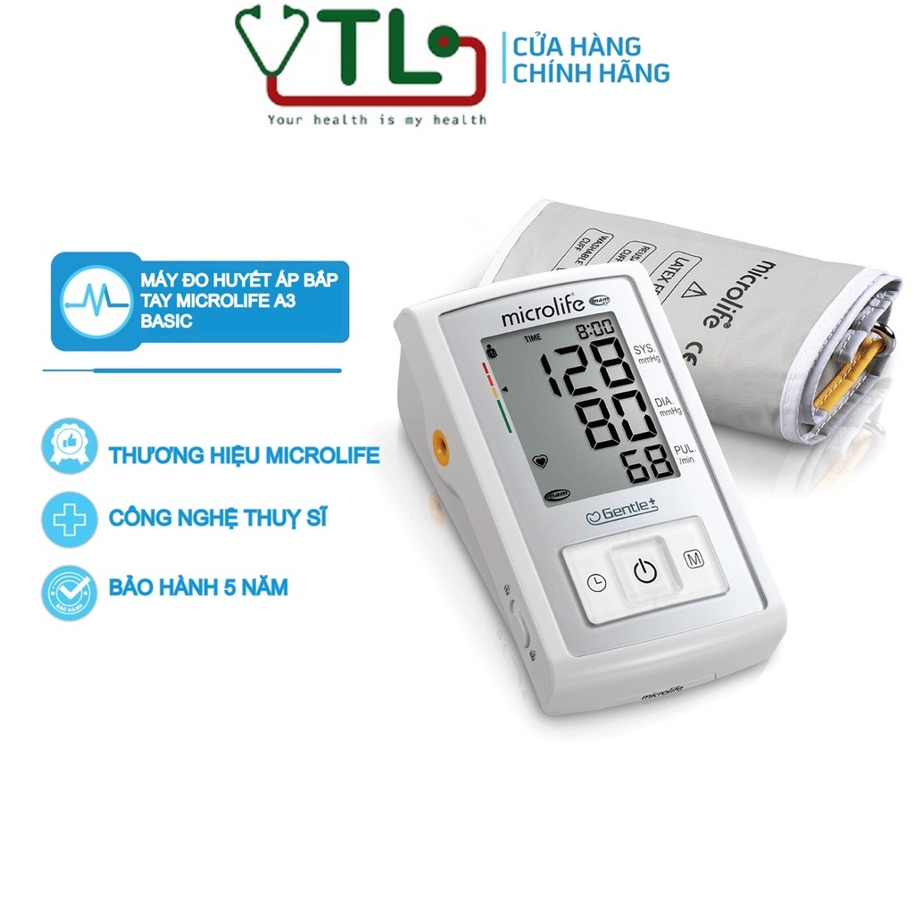 Máy đo huyết áp bắp tay MICROLIFE A3 BASIC cảnh báo rối loạn nhịp tim với