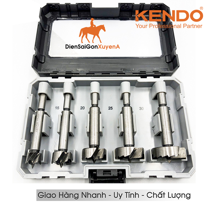 Bộ 5 mũi khoan gỗ khoét lỗ gỗ 15-35mm dài 90mm kendo 11606135 - điện sài gòn xuyên á