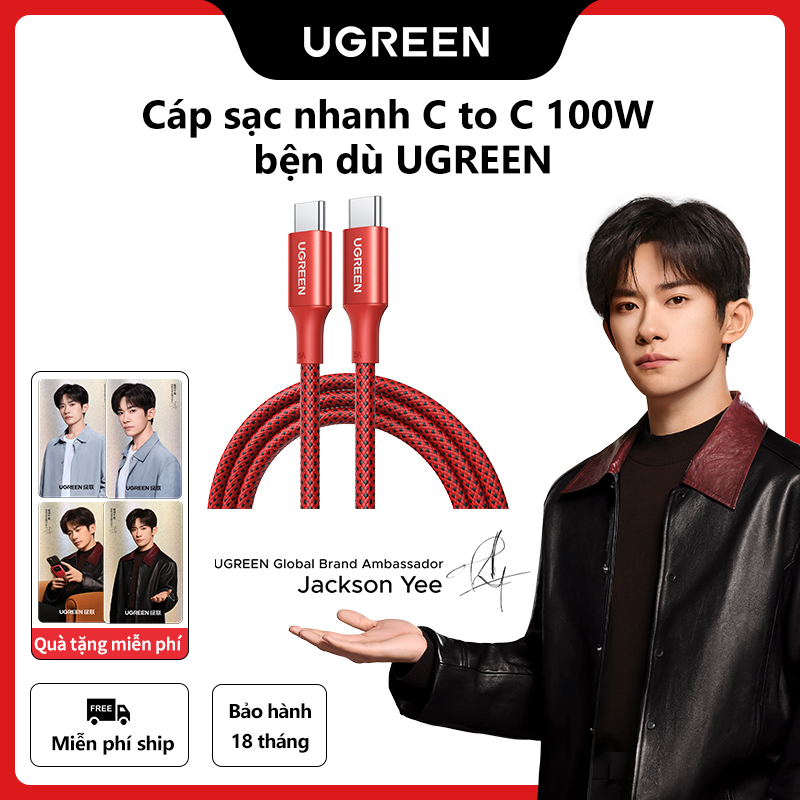  【Surprise Red Limited Edition Cáp sạc UGREEN USB Type C to USB C PD 100W  Sạc Nhanh Charge Data Transfer Cable 1Meter Tương thích với MacBook iPad Samsung Xiaomi【Quà tặng miễn phí kèm theo  