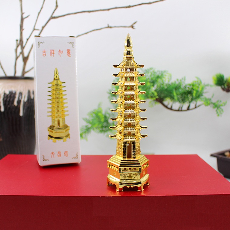 Tháp Văn Xương - Wencheng 9 tầng - Cao 13cm - biểu tượng của Trí Tuệ, Học Hành, Đỗ Đạt, phát triển Công Danh sự nghiệp Thành Đạt