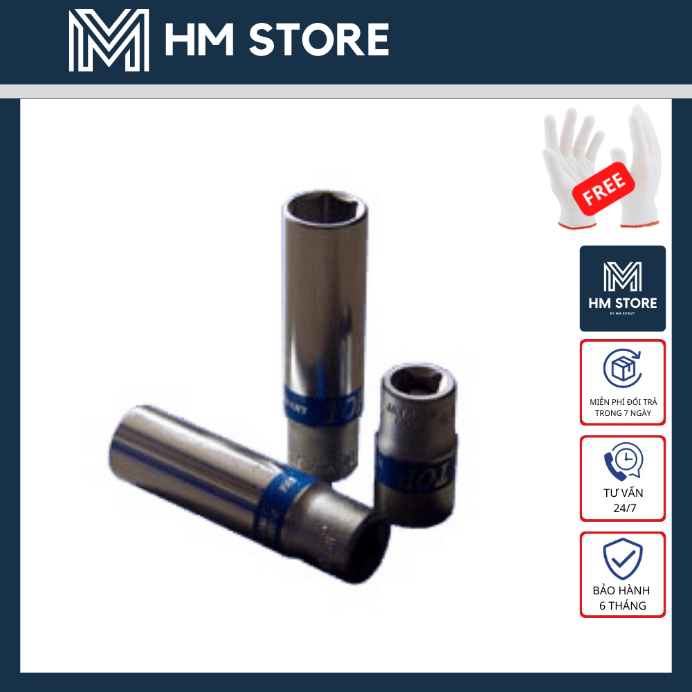 Đầu tuýp đức 1/2” dài top - tuỳ chọn size - thép không gỉ cao cấp - hm store vn