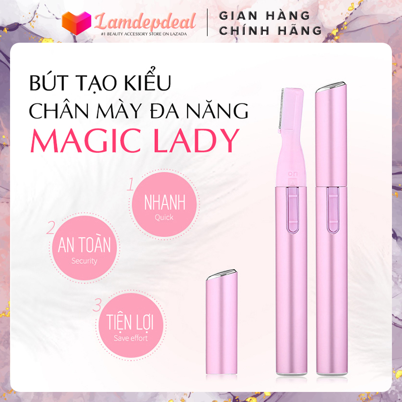 Bút tạo kiểu chân mày MAGIC LADY - Bút tỉa chân mày đẹp, tạo kiểu chân mày gọn gàng sắc sảo, tặng kèm pin và chổi vệ sinh - Dụng cụ trang điểm - Lamdepdeal