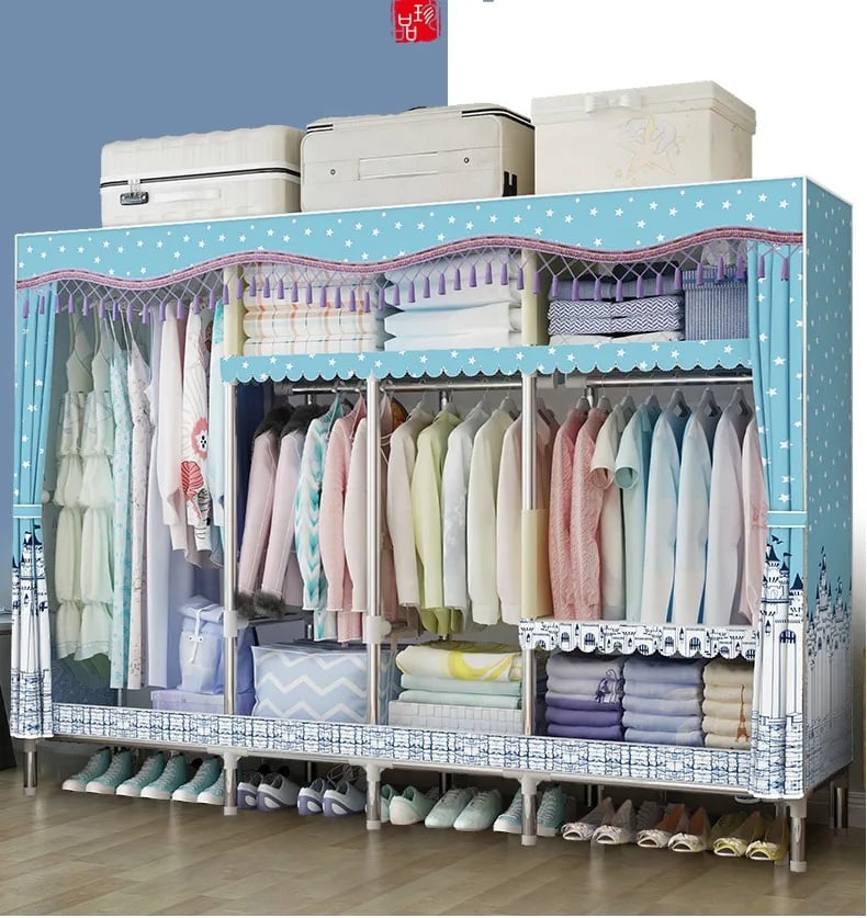 Tủ Quần Áo Vải Kệ Tủ Vải Đựng Quần Khung Gỗ 4 Buồng 8 Ngăn Cao Cấp Bảo Hành 12 Tháng 1 Đổi 1 Toàn Quốc tuvaicaocapvn