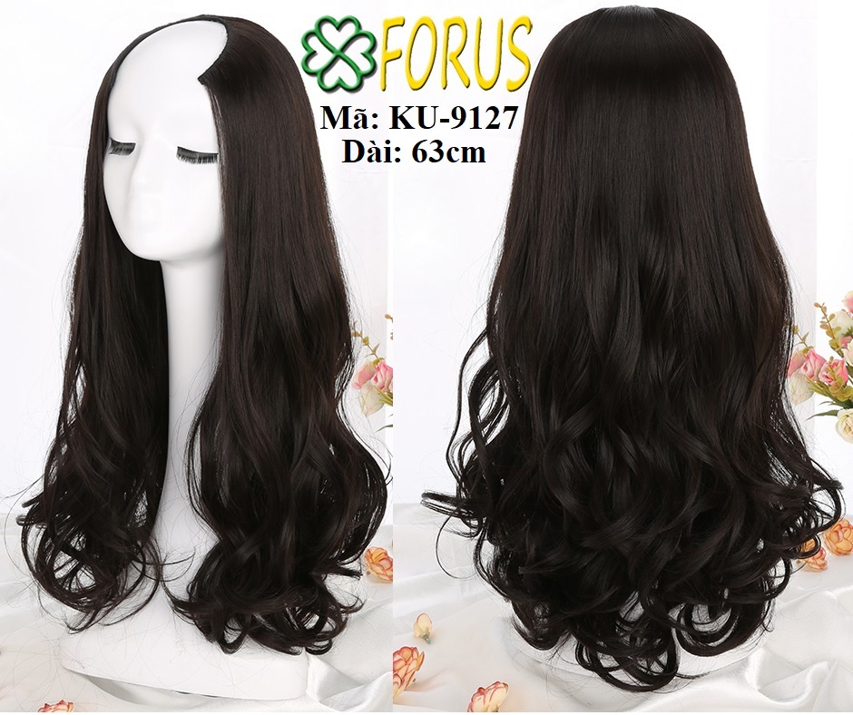 Tóc giả kẹp U xoăn dài, tóc kẹp 3/4, tóc kẹp U Ku-9127 dài 63cm, tóc giả nữ