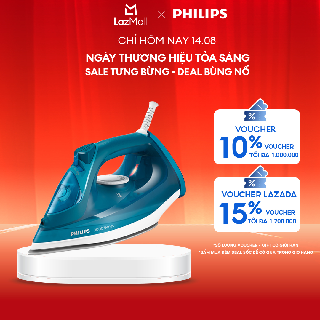 Bàn Ủi Hơi Nước Philips DST3040/70-Công Suất 2600W-Hơi Phun Mạnh Mẽ Ủi Phẳng Mọi Nếp Nhăn-Hàng Phân Phối Chính Hãng