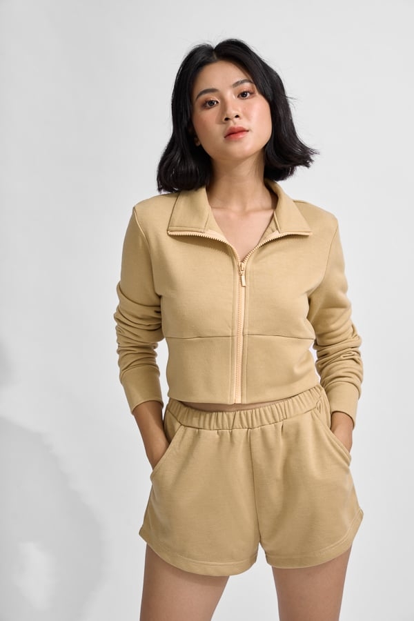 [NHẬP MÃ NOVFALAZSOCIAL02 GIẢM 40K ĐƠN 199K  ]  Áo khoác croptop ôm thun tay dài Maybi
