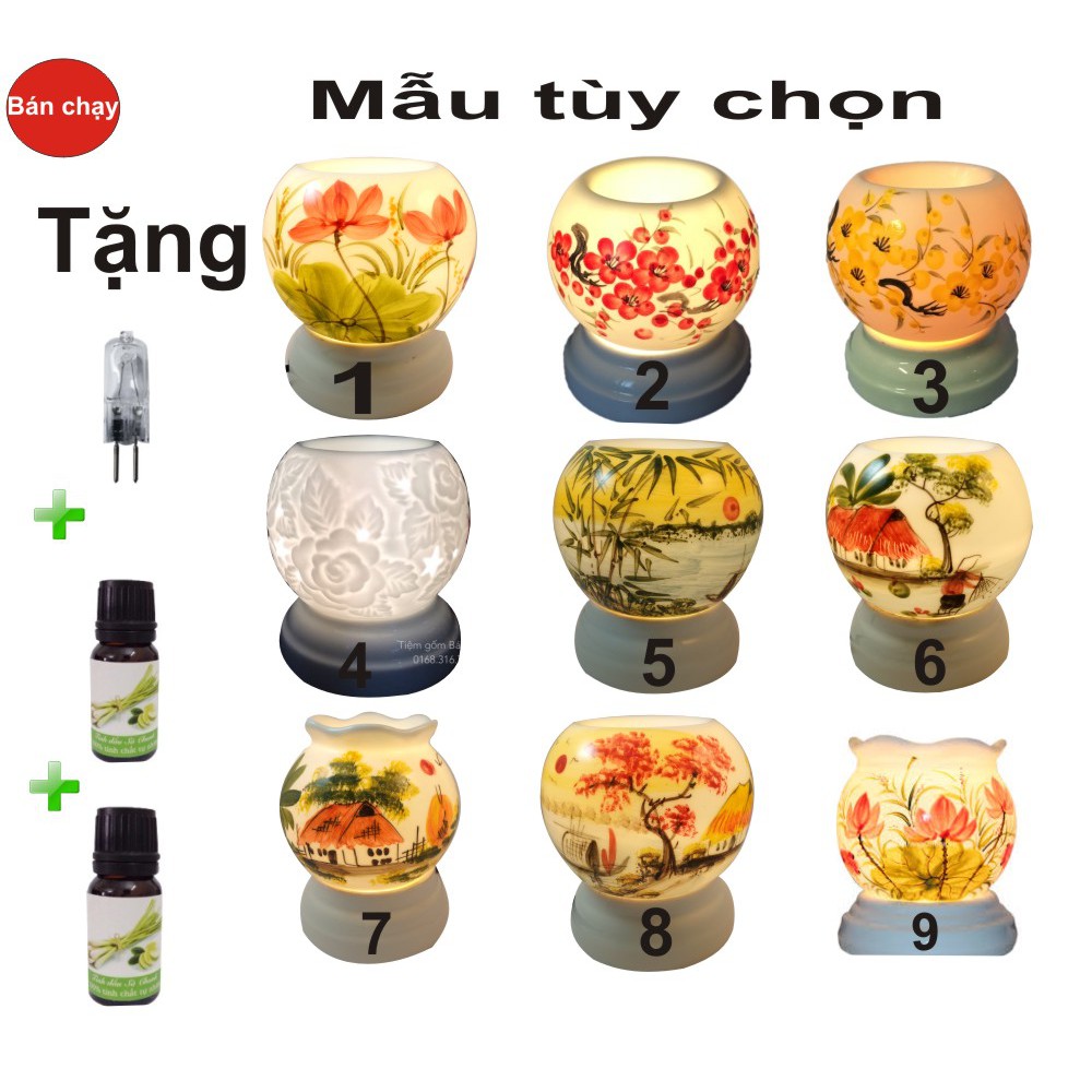 Combo 1 đèn xông tinh dầu +0 2 tinh dầu 10ml Sả chanh + 1 bong dư phòng