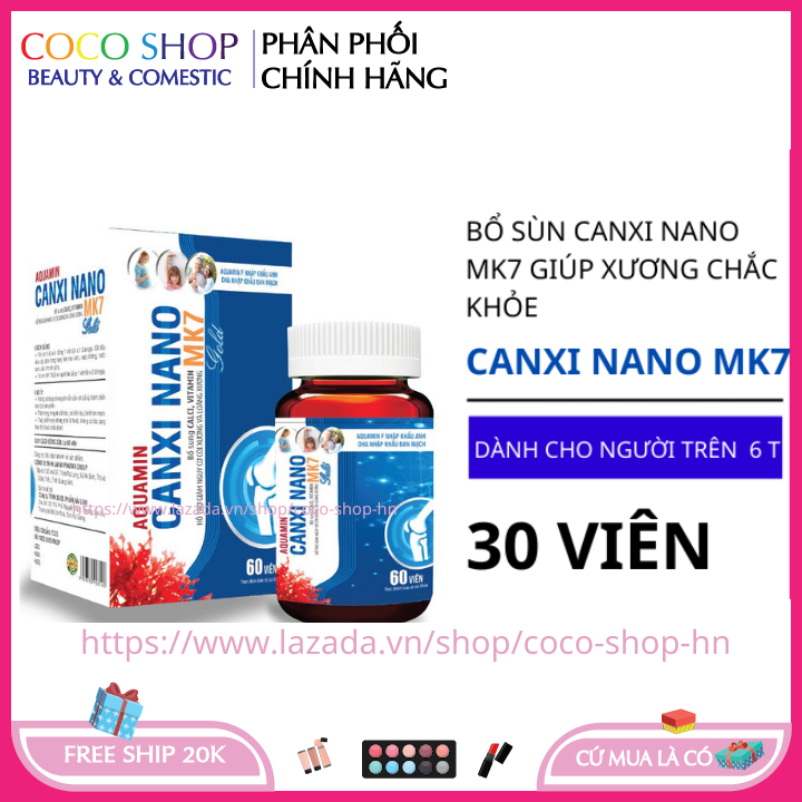 Cancium nano MK7 dành cho trẻ em người lớn giúp xương chắc khỏe phát triển chiều cao giảm nguy cơ loãng xương cho người lớn hộp 60 viên