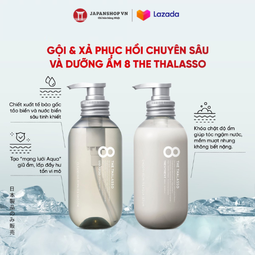 Combo Gội Xả 8 THE THALASSO 475ml Chiết Xuất Tế Bào Gốc Biển Dành Cho Tóc Mỏng Nhanh Bóng Nhờn, Da Đầu Khô Yếu