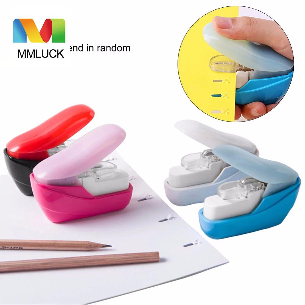 MMLUCK Văn Phòng Phẩm Trường Học Màu Sắc Dễ Dàng Ngẫu Nhiên Giấy Sách Cầm Tay Không Có Ghim Máy Dập Ghim Không Ghim, Máy Dập Ghim Mini