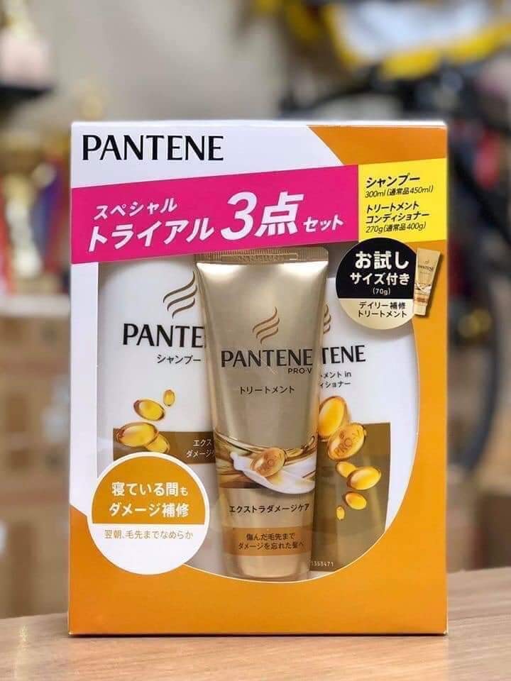 Bộ dầu gội, dầu xả, dưỡng tóc Pantene Nhật Bản mẫu mới, Hàng nội địa Nhật (màu vàng)- Ashley Mart