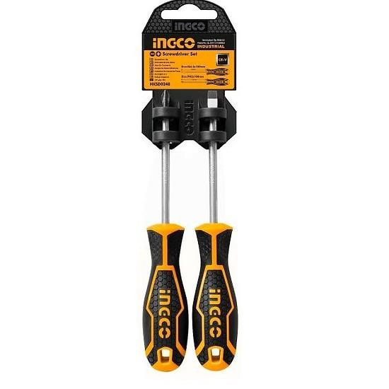 Bộ tuốc nơ vít dẹp và bake 2 chi tiết ingco hksd0248