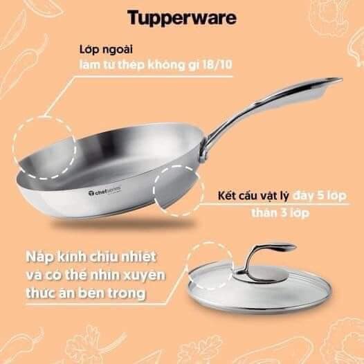 Sale 50%- chảo tchef frypan 24cm - chất liệu thép không gỉ, không chất chống dính, đa năng: nướng thịt, bánh, nấu, rán, xào, luộc không cần nước - dùng cho mọi loại bếp