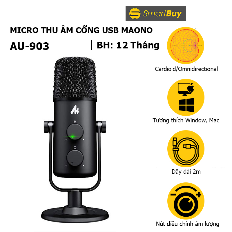Micro thu âm USB MAONO AU-903 Fairy cho streaming game, họp trực tuyến, thu âm nhạc cụ - Hàng chính hãng