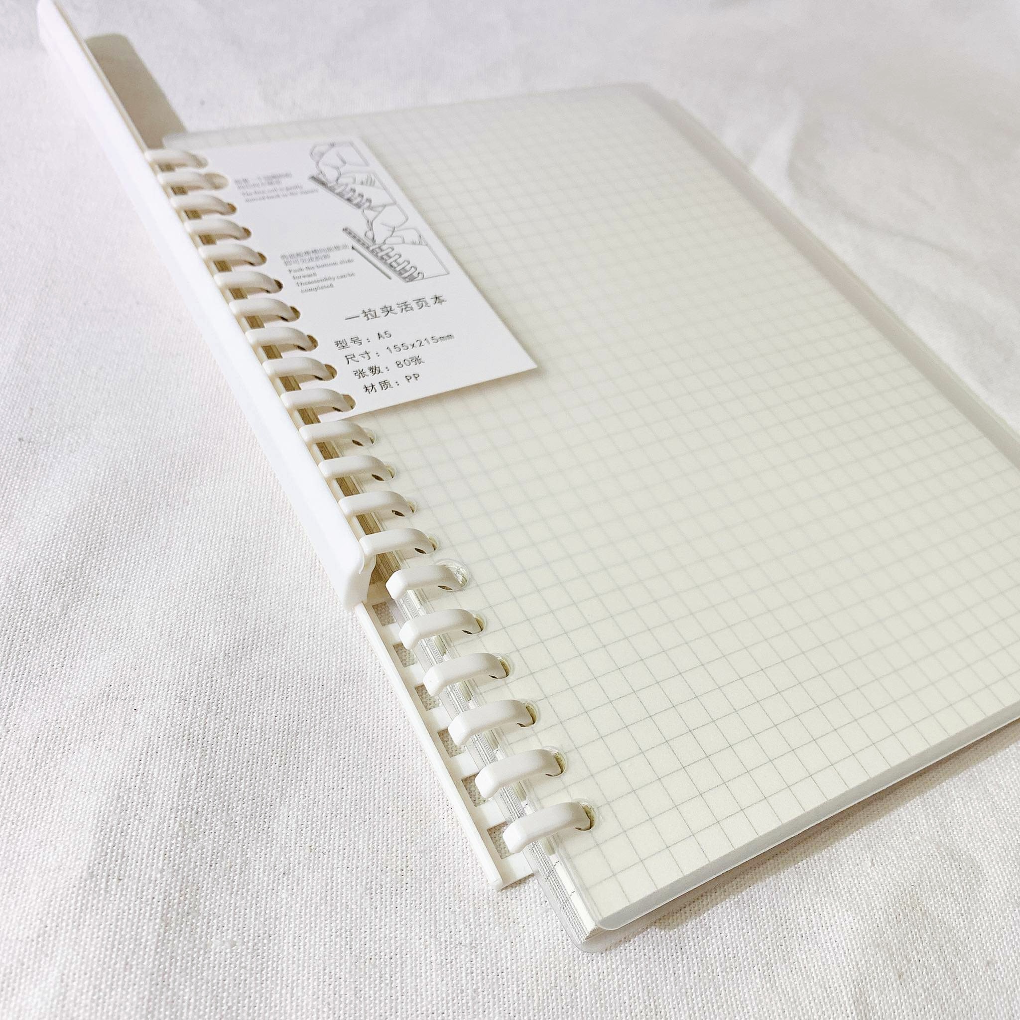Sổ Binder Bìa Còng Bìa Trong Suốt A5 B5 Giấy Dot Grid Chấm Bi Ô Vuông - Sổ Còng Thay Giấy Được