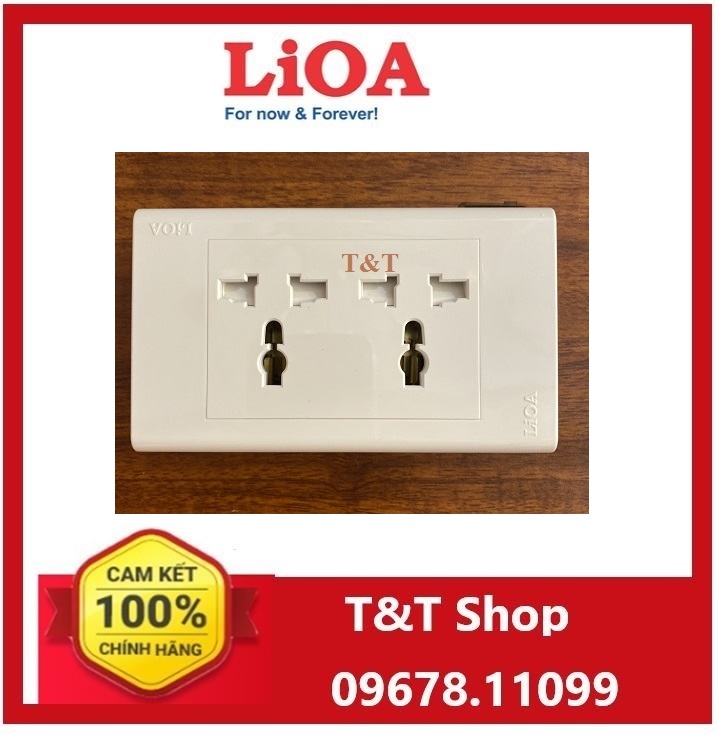Mặt 2 ổ cắm đa nắng âm tường Lioa