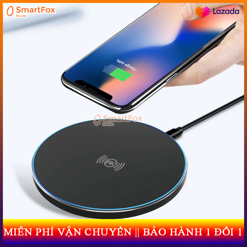 Sạc Nhanh Không Dây Wekome WP U85 Smart Fox 10W Qi, Sạc Không Dây Cho iPhone 12 11 Pro X XR Max 8 Xiaomi Mi 10 Samsung S20