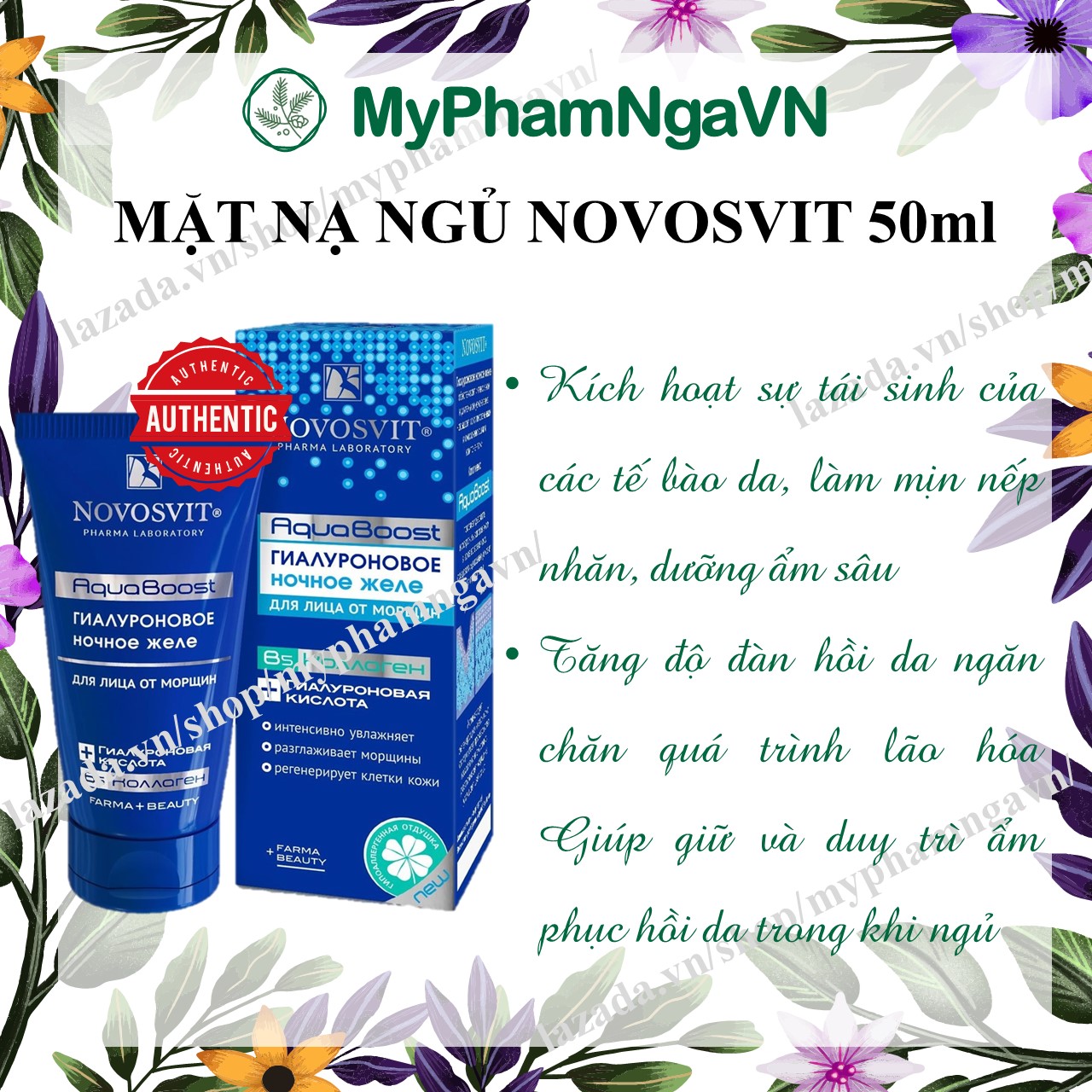 Gel thạch cấp nước Novosvit HA + B5 Aqua Boost - Pharma Laboratory 50ml
