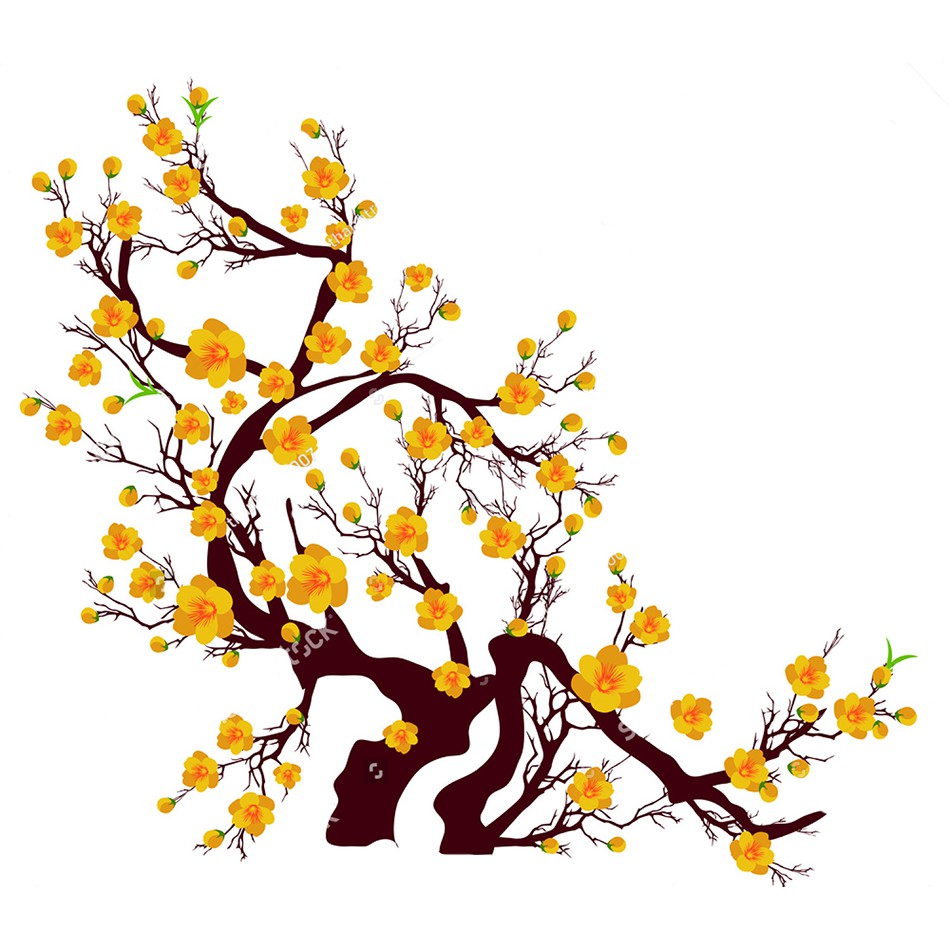 Decal trang trí decal dán kính dán tường cành mai vàng 4 BINBIN PK592