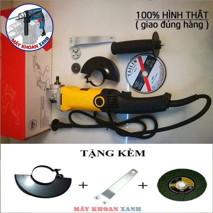 Máy mài cắt ốp 100mm ave 980w nội địa thái lan đuôi dài công tắt bóp cò màu vàng tặng đĩa cắt