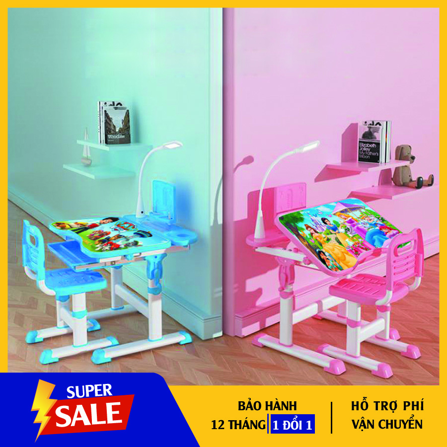Bàn Học Sinh Tiểu Học Chống Gù Chống Vẹo Lưng NT96 Rộng 60 CM-Mặt Bàn Hoạt Hình Paw Patrol-Tặng Chống Cằm