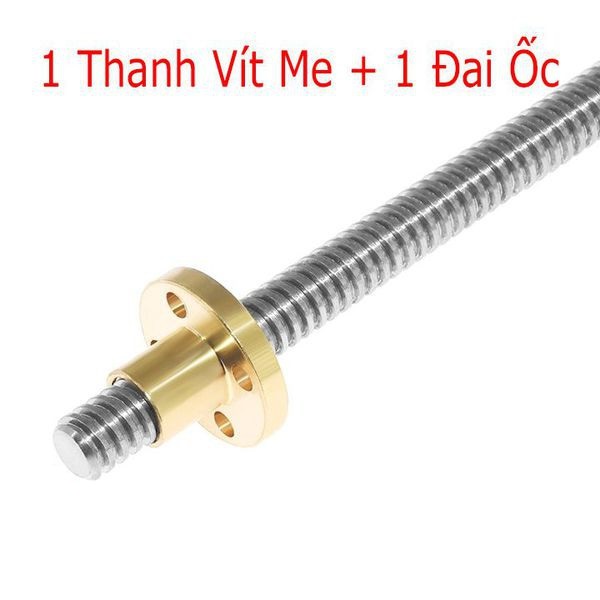 Trục vitme vít me t8 từ 150mm, 200mm, 300mm, 400mm, 500mm + đai ốc