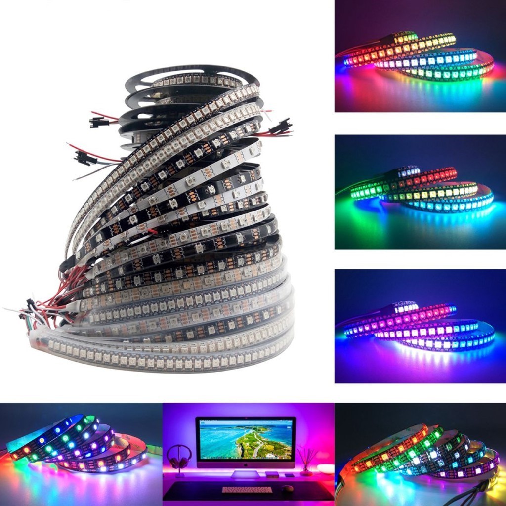 Dây led dán ws2812b 5v full led 5050rgb có thể lập trình dải sáng, điều khiển bằng app