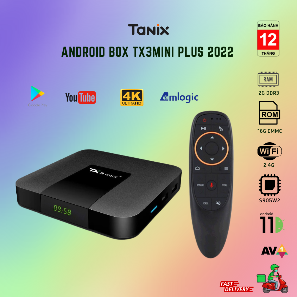 [TẶNG CHUỘT BAY]Android TV box TX3 mini plus 2022 Android TV 11, Amlogic S905W2 RAM 2G Bộ nhớ trong 16G, USB 3.0 4K 60FPS HDR hình ảnh sống động, sắc nét-android tv box tìm kiếm giọng nói