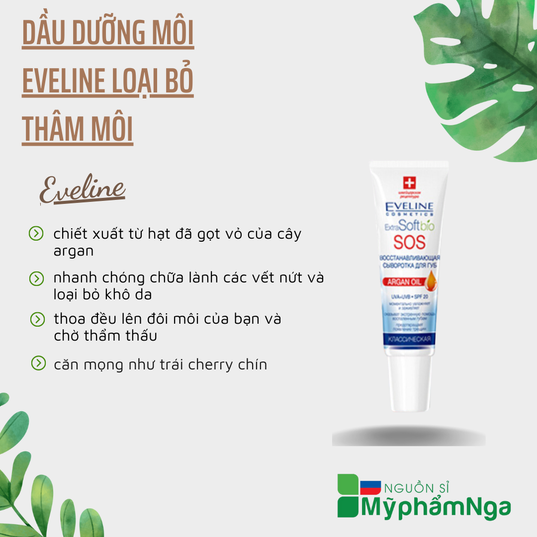 Dầu dưỡng môi Eveline loại bỏ thâm môi dưỡng ẩm, chỉ số chống nắng môi 5.0