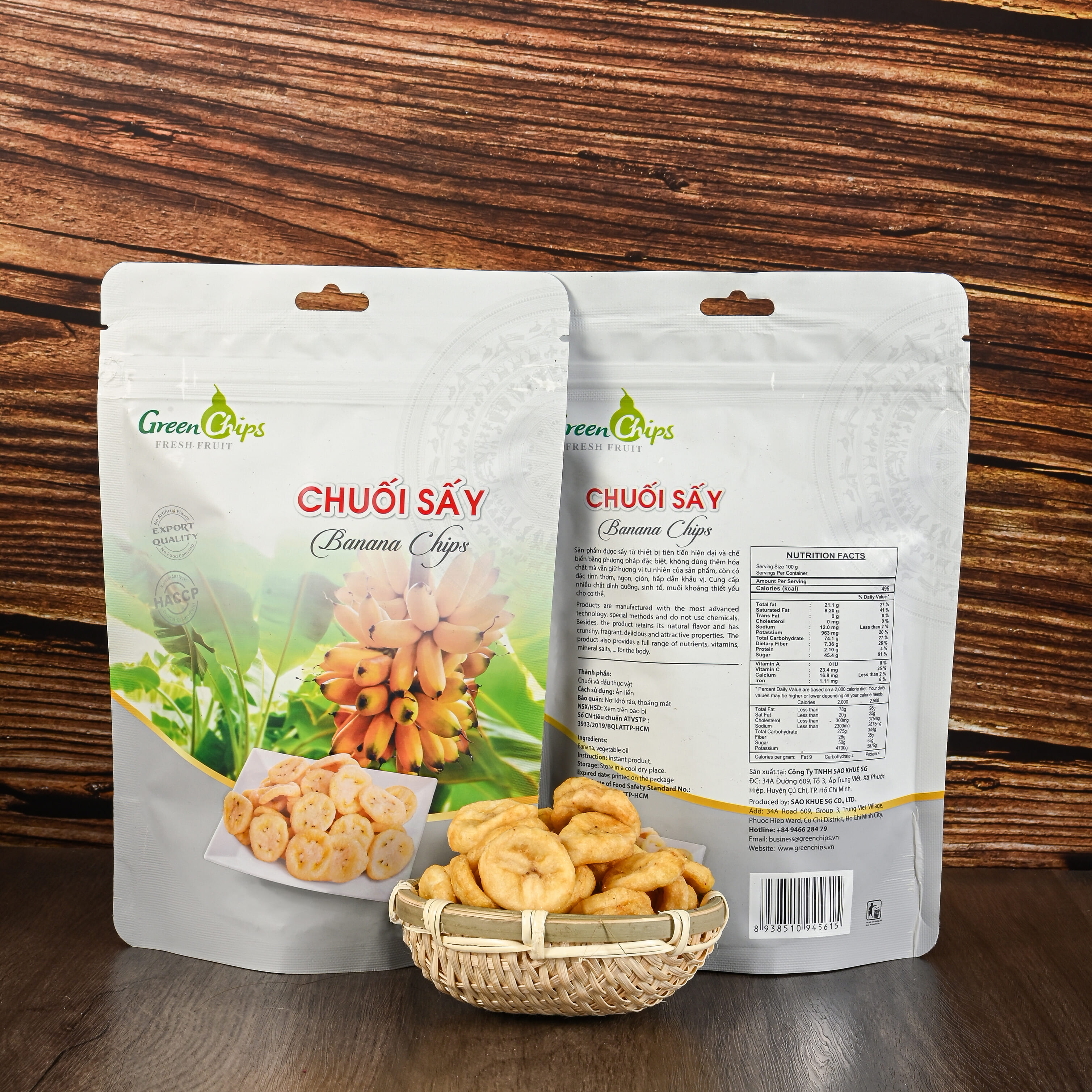 Chuối Sấy Khô Không Đường Chuẩn Xuất Khẩu - Green Chips