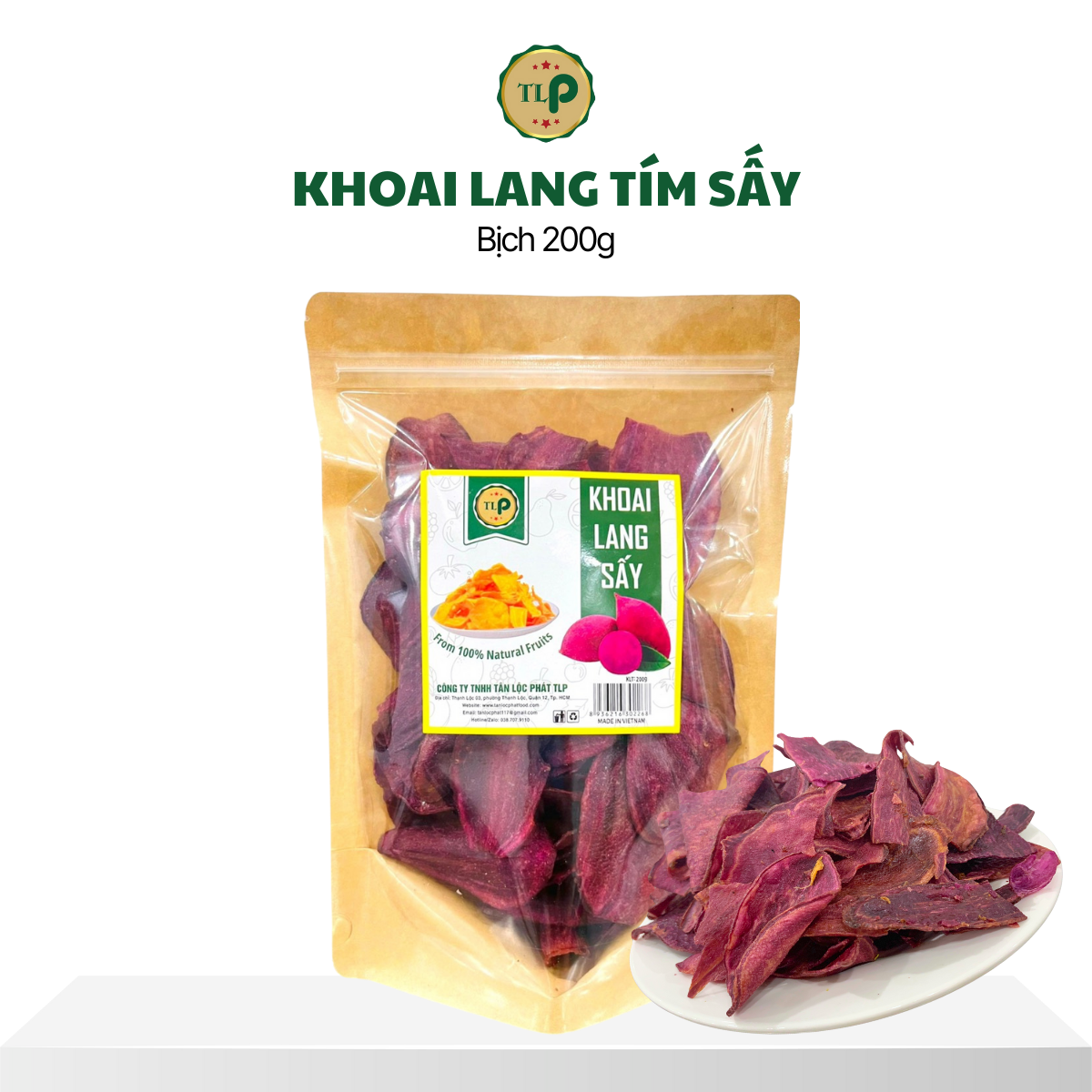 Khoai Lang Tím Sấy Tân Lộc Phát Bịch 200g