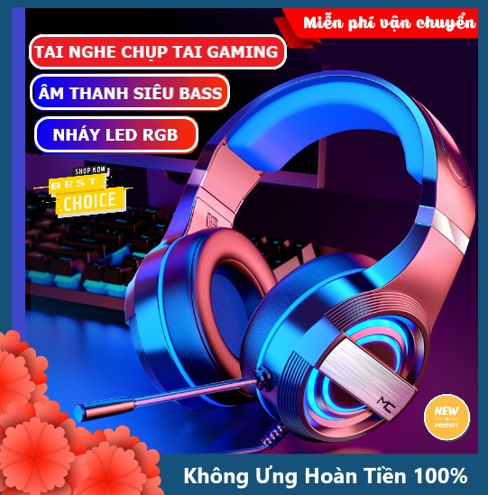 Tai nghe chụp tai gaming máy tính có đèn LED tự động đổi màu MC Q9 tích hợp mic đàm thoại headphone có dây cho máy tính laptop pc chơi game nghe nhạc cực đã có hai phiên bản 7.1 và 3.5mm