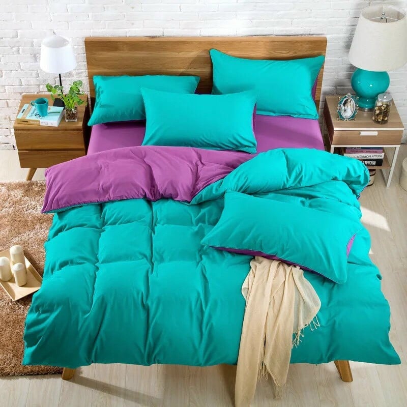 Bộ chăn ga gối cotton poly nhập khẩu - trơn