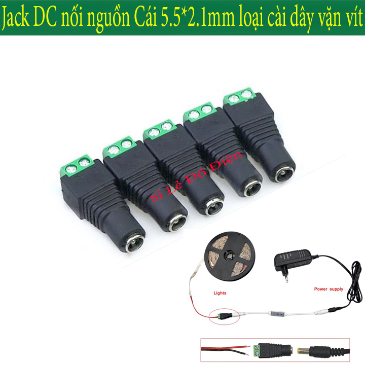 Jack cái dc 5.5mm nối nguồn, giắc cái 5.5
