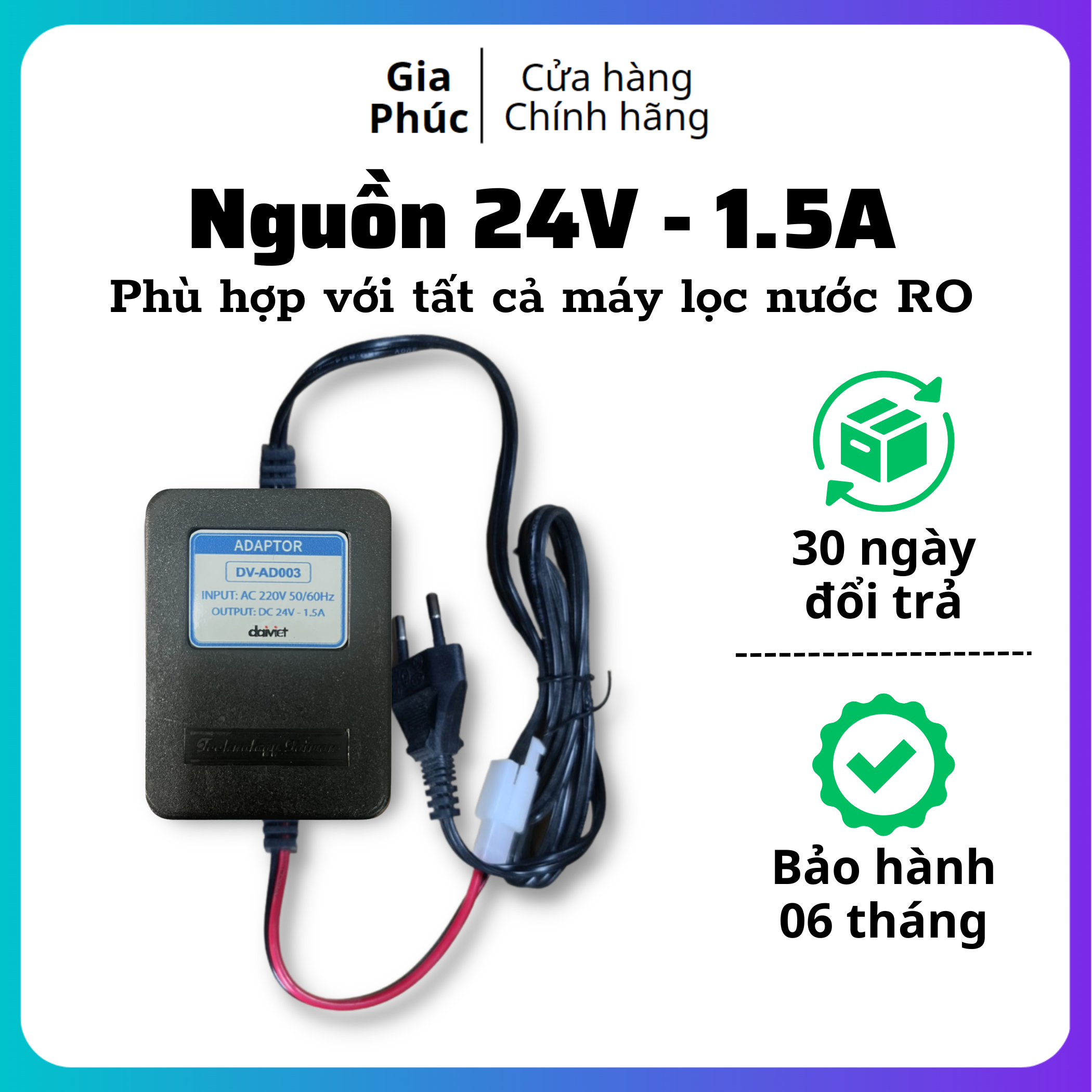 Nguồn, adapter máy lọc nước 24v 1.5A - Đại Việt dùng cho tất các máy lọc nước